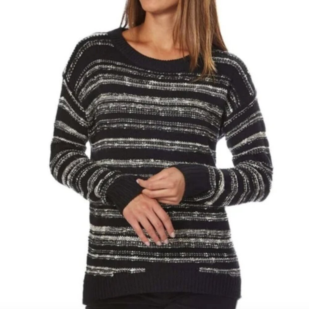 Calvin Klein Jeans - Black white gray striped knit sweater - Size S